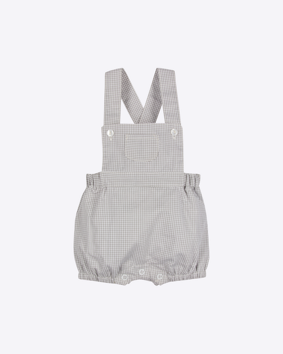 Aster Baby Romper, Grey Check