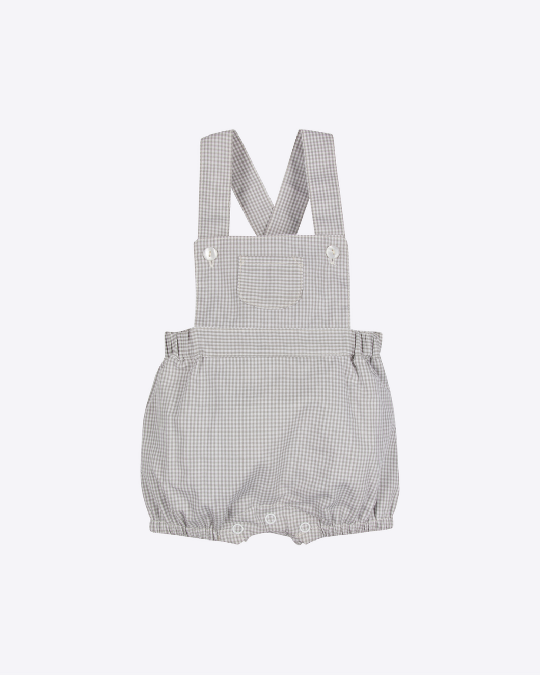 Aster Baby Romper, Grey Check