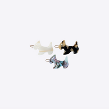Load image into Gallery viewer, Barrette scottie dog in white or tortoise or blue