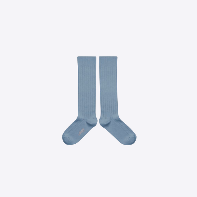 knee socks for baby and child by collegien blue cotton