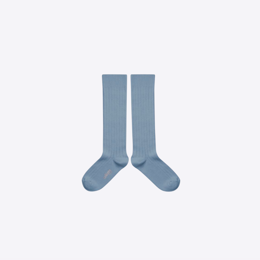 knee socks for baby and child by collegien blue cotton
