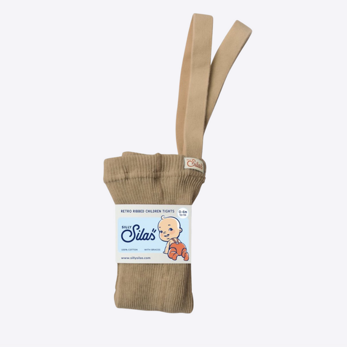 Silly Silas Ribbed Tights, Light Brown